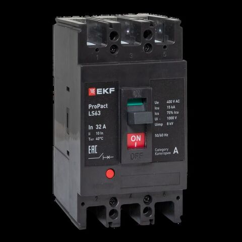 Выключатель автоматический в литом корпусе ProPact LS63 32А 3P 15кА EKF