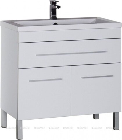Aquanet 287673 Тумба с раковиной Верона 90 белый (напольная 1 ящик 2 дверцы, раковина Aquanet) (287673)