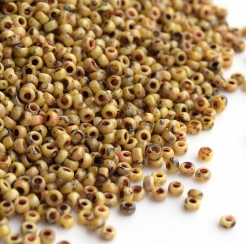 8/0 RR-4512 Бисер круглый Миюки Желтый Пикассо нерозрачный /Miyuki round 8/0 Opaque picasso yellow