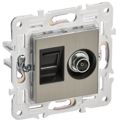 SKANDY Роз. двойная TV+RJ45 кат.6 SK-A15N никель IEK