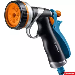 GRINDA RM-8, 8 режимов, курок сзади, металлический с TPR, поливочный пистолет, PROLine (8-427143)