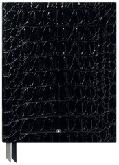 Записная книжка #149 Croco Print, блестящая кожа черного цвета, линованные страницы