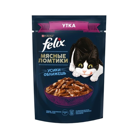 Felix пауч для кошек Мясные ломтики (утка) 75г