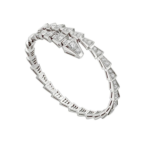 28062- Браслет Змея-SERPENTI из серебра с цирконами (lux)