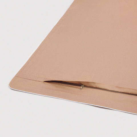 Постельное белье 2 спальное евро Сlaire&Caroll Lune+ бежевое с белым кантом