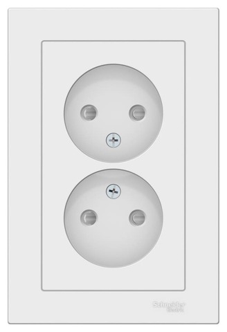 Розетка двойная без заземления со шторками, 16А, в сборе. Цвет Лотос. Schneider Electric AtlasDesign. ATN001322