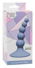 Голубая анальная пробка Ribbed Plug Blue - 10,5 см. - 