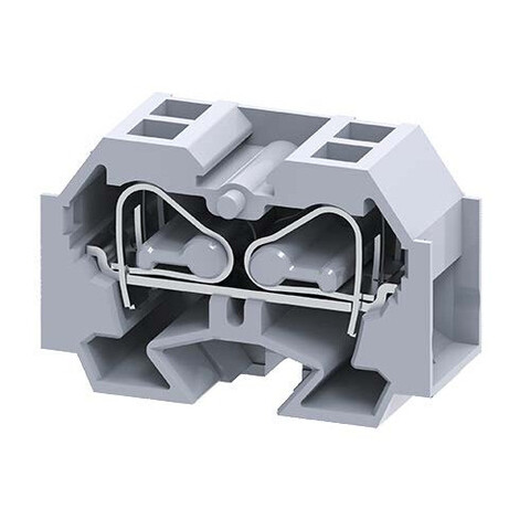 Проходная спаренная клемма для монтажа на плоскость с пружинными зажимами проводника до 4 мм.кв. 32A/630V