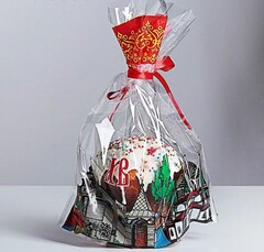 Пакет с рисунком под кулич, донная складка, 25 х 30/4.  5 штук