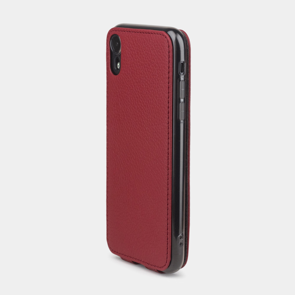 Чехол для iPhone XR из натуральной кожи теленка, вишневого цвета