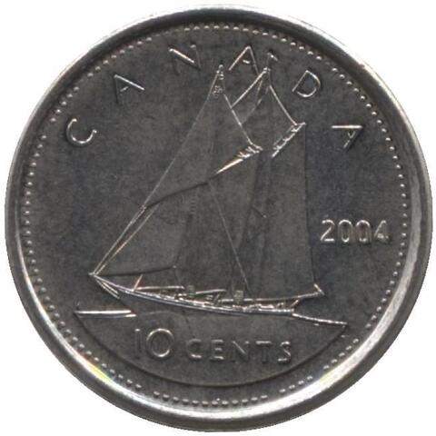 10 центов 2004 год. Парусник. UNC