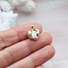 Подвеска Сердце с фианитом, 13*12 мм, позолота. П095