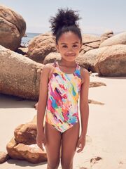 Купальник слитный для девочки Next AH1-103, Розовый, Синий, Желтый