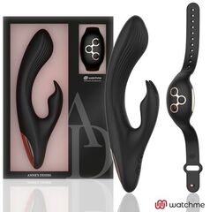 Черно-золотой вибратор-кролик с пультом-часами Anne s Desire Rabbit Vibe Wireless Watchme - 20,5 см. - 