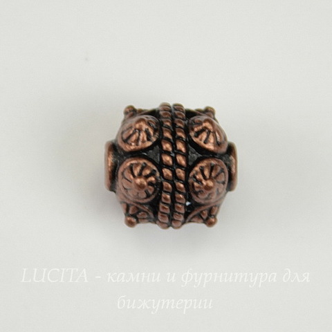 Бусина металлическая "Булава" 10х10 мм (цвет - античная медь)