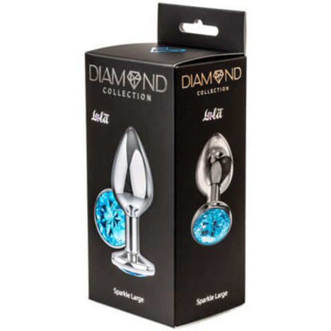 Анальная пробка Lola Toys Diamond Sparkle Large, серебро голубой_коробка