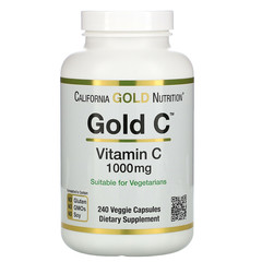 California Gold Nutrition, Gold C, витамин C, 1000 мг, 240 растительных капсул