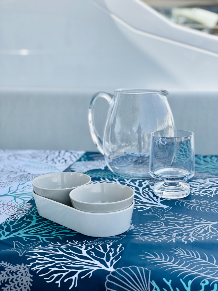 PLASTIFIED TABLECLOTH, 155×130 cm, COASTAL – BLUE