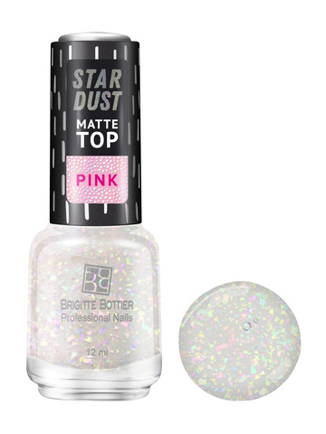 Brigitte Bottier Топовое покрытие для ногтей STAR DUST MATTE TOP pink 12мл
