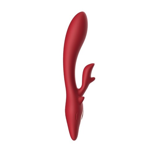 Красный вибратор-кролик - 22,5 см. - Silicone Toys USK-Z08 ELK