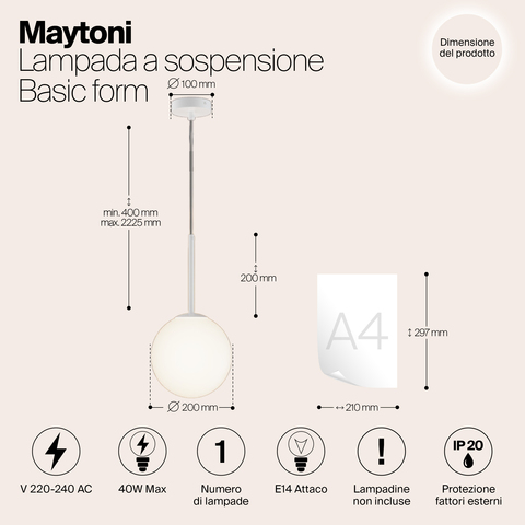 Подвесной светильник Maytoni Basic form MOD321PL-01W1