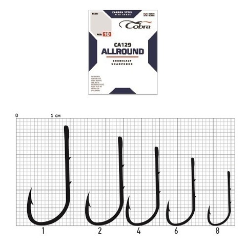 Рыболовные крючки Cobra round, №10, 10шт.: купить, цена 10,72