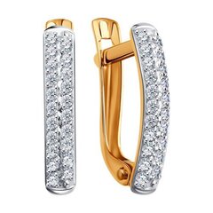 027265 -Классические серьги из золота 585 пробы с фианитами