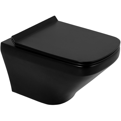 BelBagno BB3201CHR-MB/BB3201SC-MB Унитаз подвесной безободковый BelBagno SELA, черный BB3201CHR-MB/BB3201SC-MB