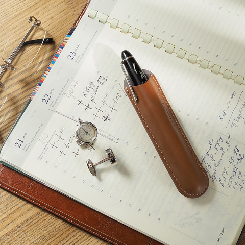 Чехол для ручки Mine из кожи теленка, коричневого цвета