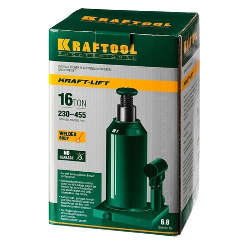 KRAFTOOL KRAFT-LIFT, 16т 230-460 мм, Бутылочный гидравлический домкрат (43462-16)