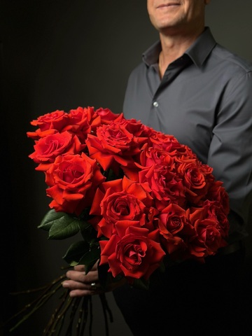 Алые розы сорт «Nina» (Эквадор)