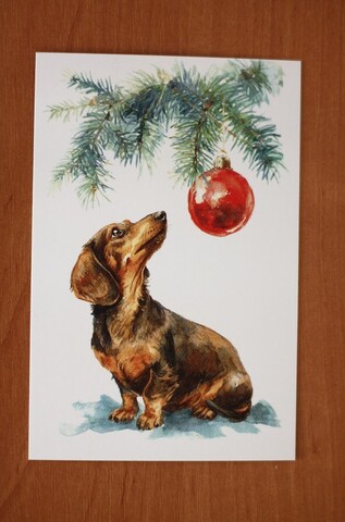 Такса и новогодний шарик