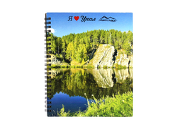 Блокнот на пружине "Я люблю Урал" (21*18*1,5) МДФ, УФ печать, окраш. морилкой, оформл.