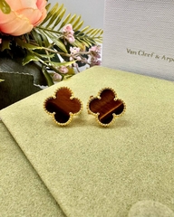 55137 - Cерьги Trendy из стали в лимонной позолоте с вставкой клевер