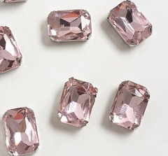 Стразы пришивные стекло в оправе, р. 14х10 мм, светло-розовый