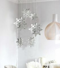 Декоративное украшение подвесное, Снежинки, Серебро, 15/20/25 см, 6 шт.