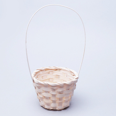 Корзина плетеная с ручкой (бамбук), Белая, D=13 см, H=9,5*13, 1 шт.
