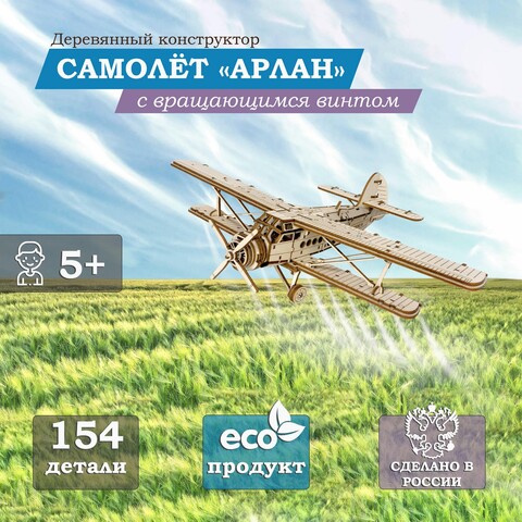 Деревянный конструктор Самолёт Арлан (Lemmo)