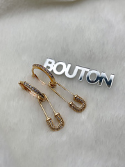 Серьги кольца золотистые с подвесками 