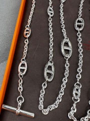 Колье сотуар длинное из неродированного серебра 925 пробы FARANDOL