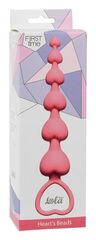 Розовая анальная цепочка Heart's Beads Pink - 18 см. - 