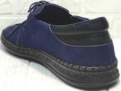 Синие туфли мокасины мужские кожаные casual premium Luciano Bellini 91268-S-321 Black Blue.