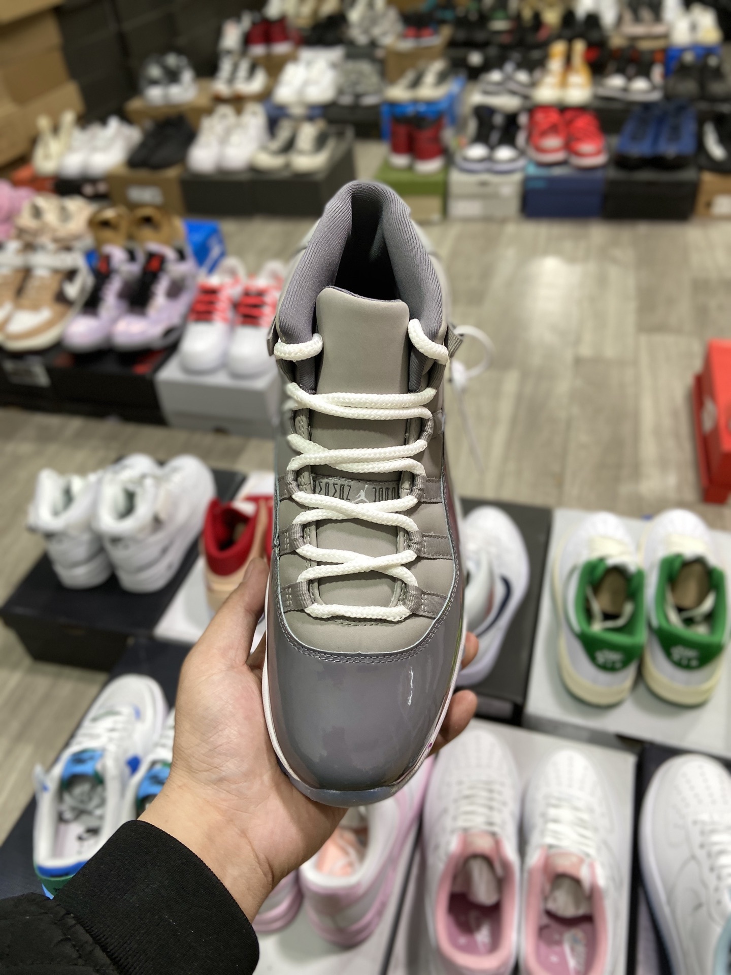 Grey jordan 11 low top