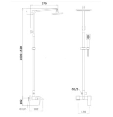 Душевая система GANZER GZ44062-F (25062-F) Хром с белым схема