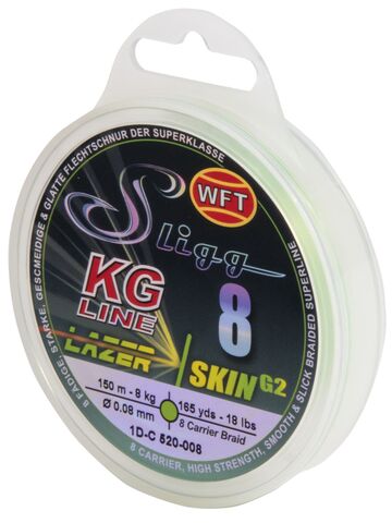 Леска плетёная WFT KG SLIGG LAZER SKIN G2 x8 Chartreuse 150 м, 0.08 мм