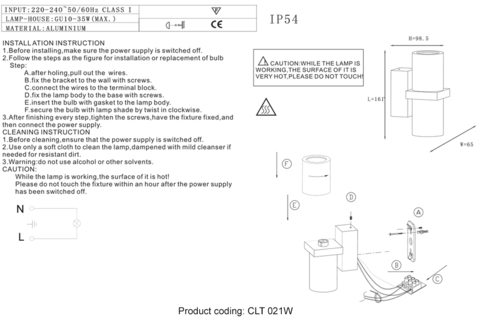 Настенный светильник Crystal Lux CLT 021W WH