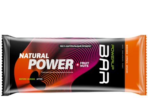 Батончик PowerUp Natural Power Bar Fruit & Nuts - финики, курага, арахис