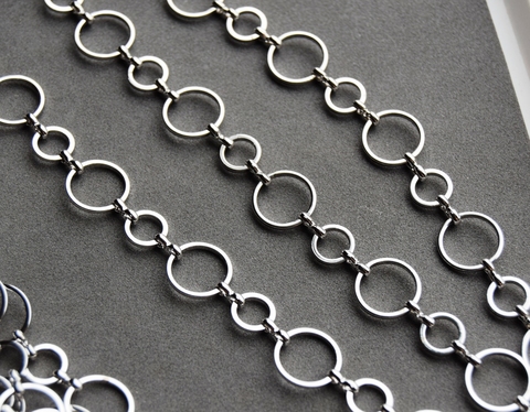 Цепочка-колечки 12 и 8 мм, покрытие родий