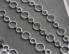 Цепочка-колечки 12 и 8 мм, покрытие родий