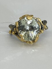 Синтра-празиолит (серебряное кольцо с позолотой)